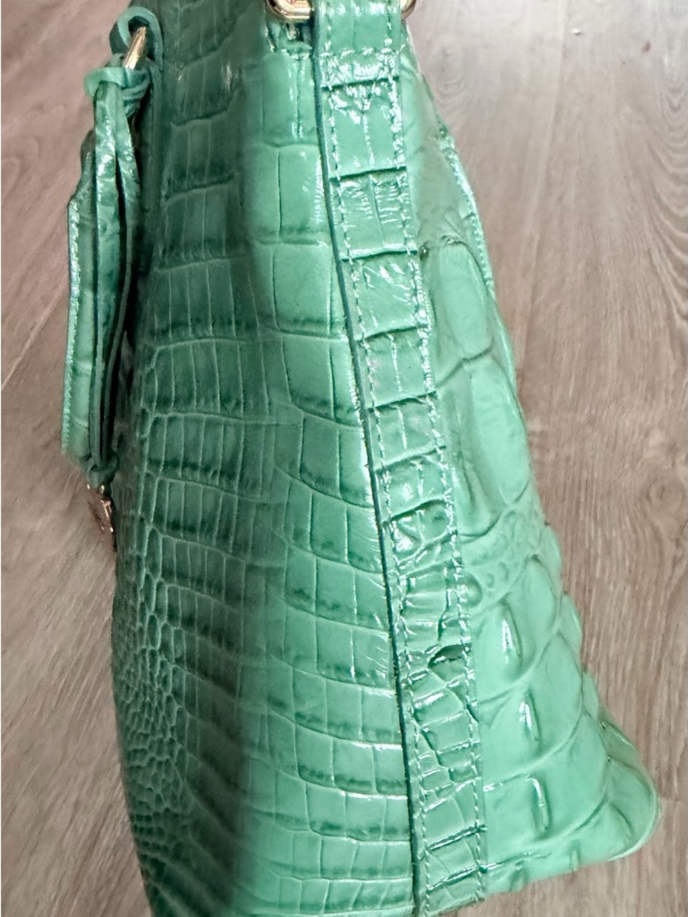 Brahmin Mint Green Croc-Embossed Leather Tote - Picture 5 of 8